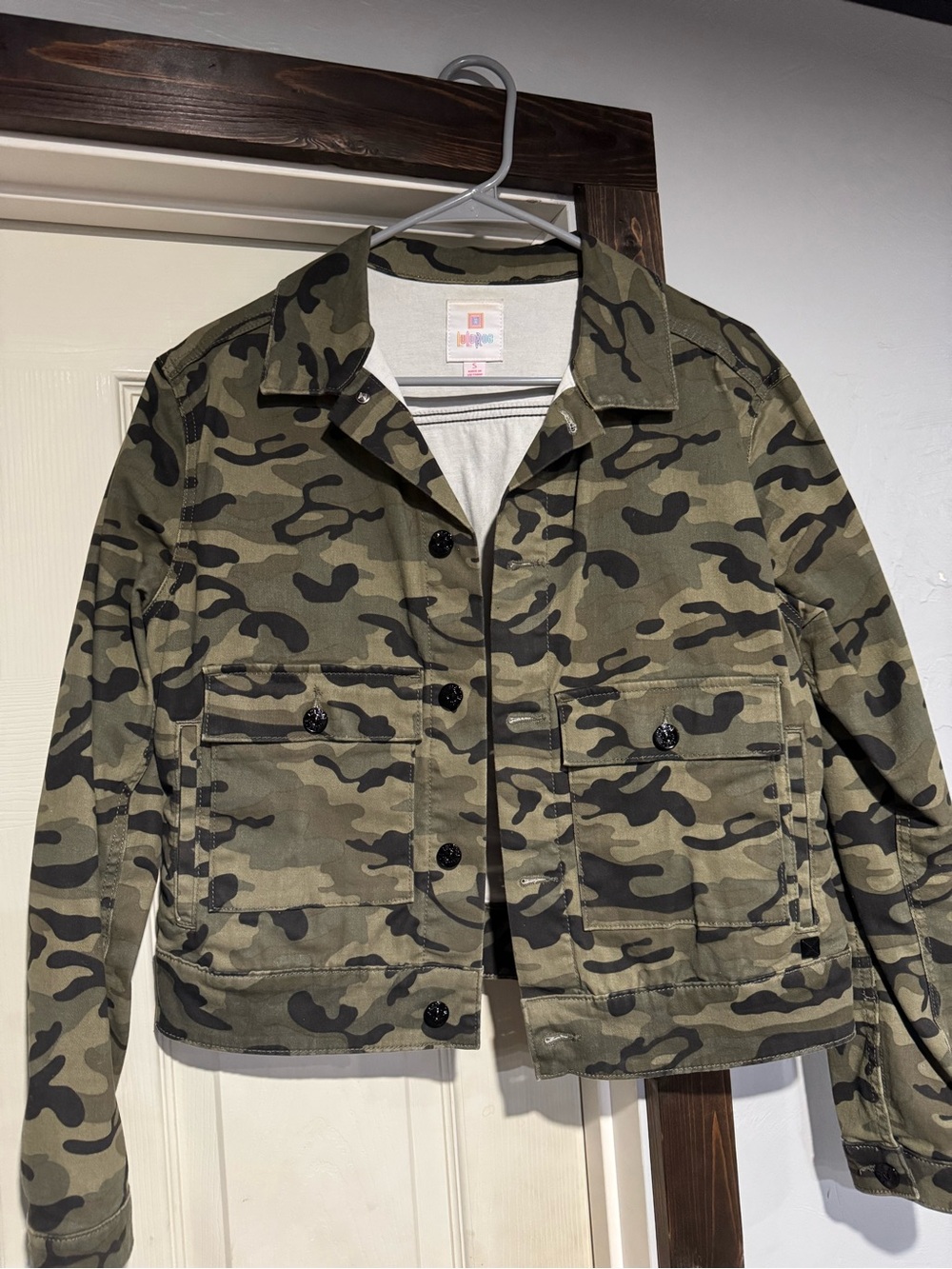 LuLaRoe Camo Utility Jacket in Olive Green and Black